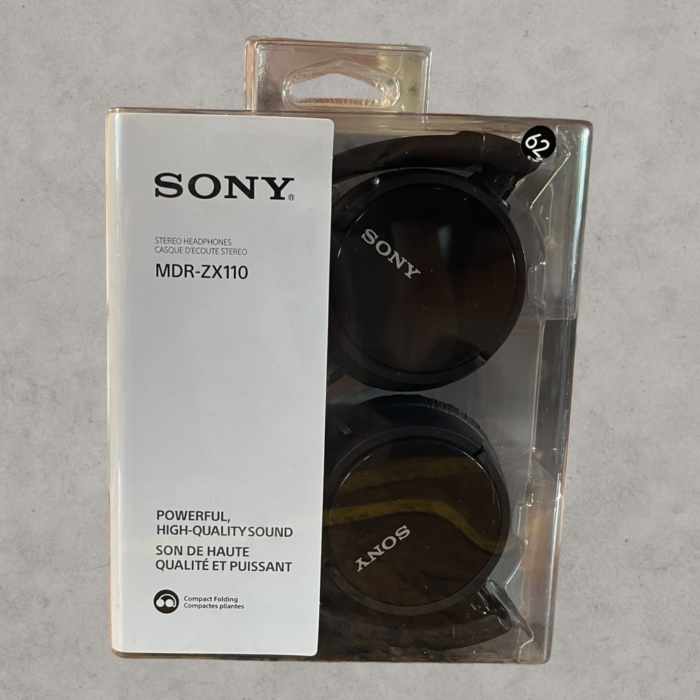 Sony MDR-ZX110 Wired On-Ear Headphones Black‎ Compact Folding Stereo Headset
